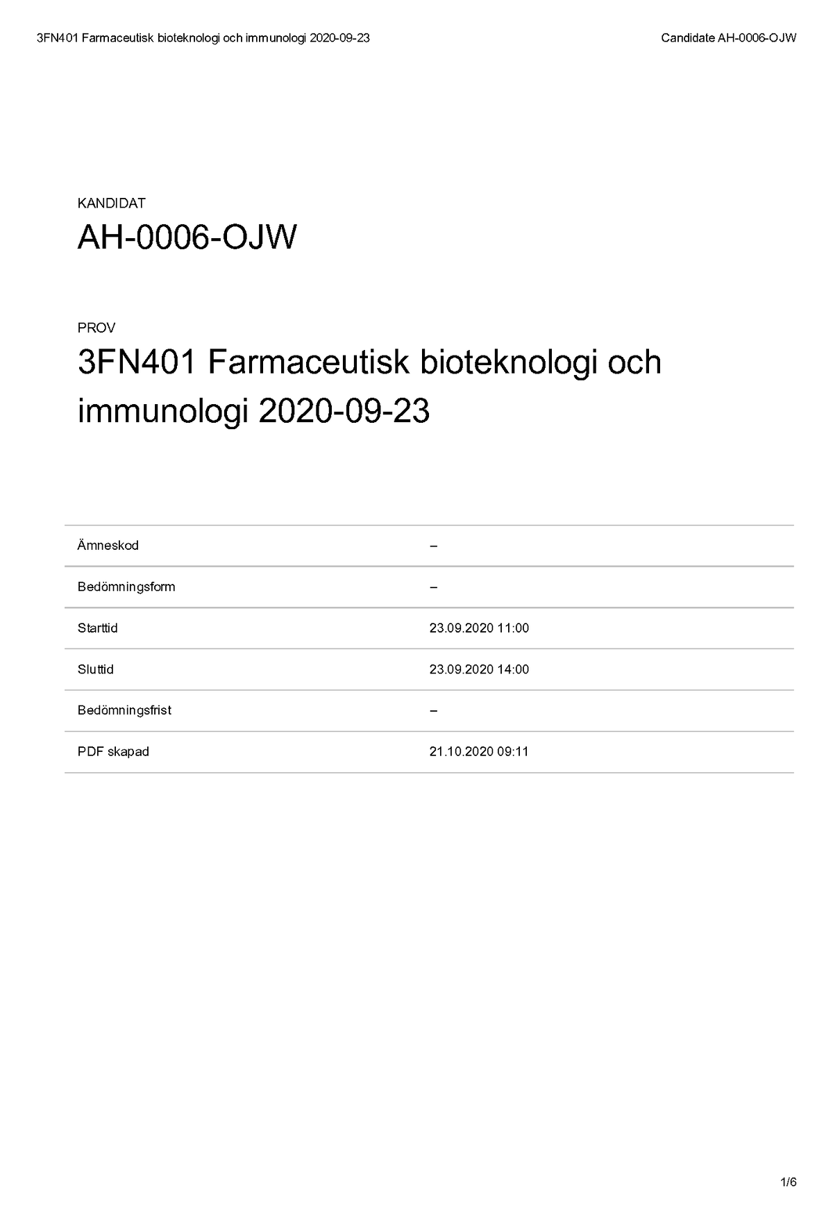 Farmaceutisk Bioteknologi Och Immunologi 2020-09-23 - Ämneskod ...