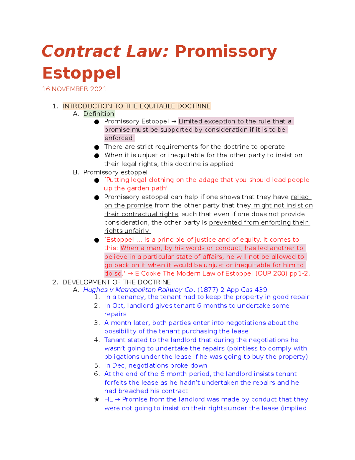 Contract Law: Promissory Estoppel - Contract Law: Promissory Estoppel ...