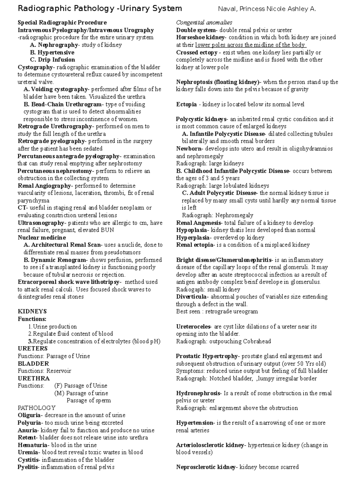 Radiographic Pathology Urinary System - Radiographic Pathology System ...