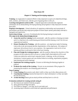HR review - Chapter notes. - Chapter 1: Human Resource Management - an ...