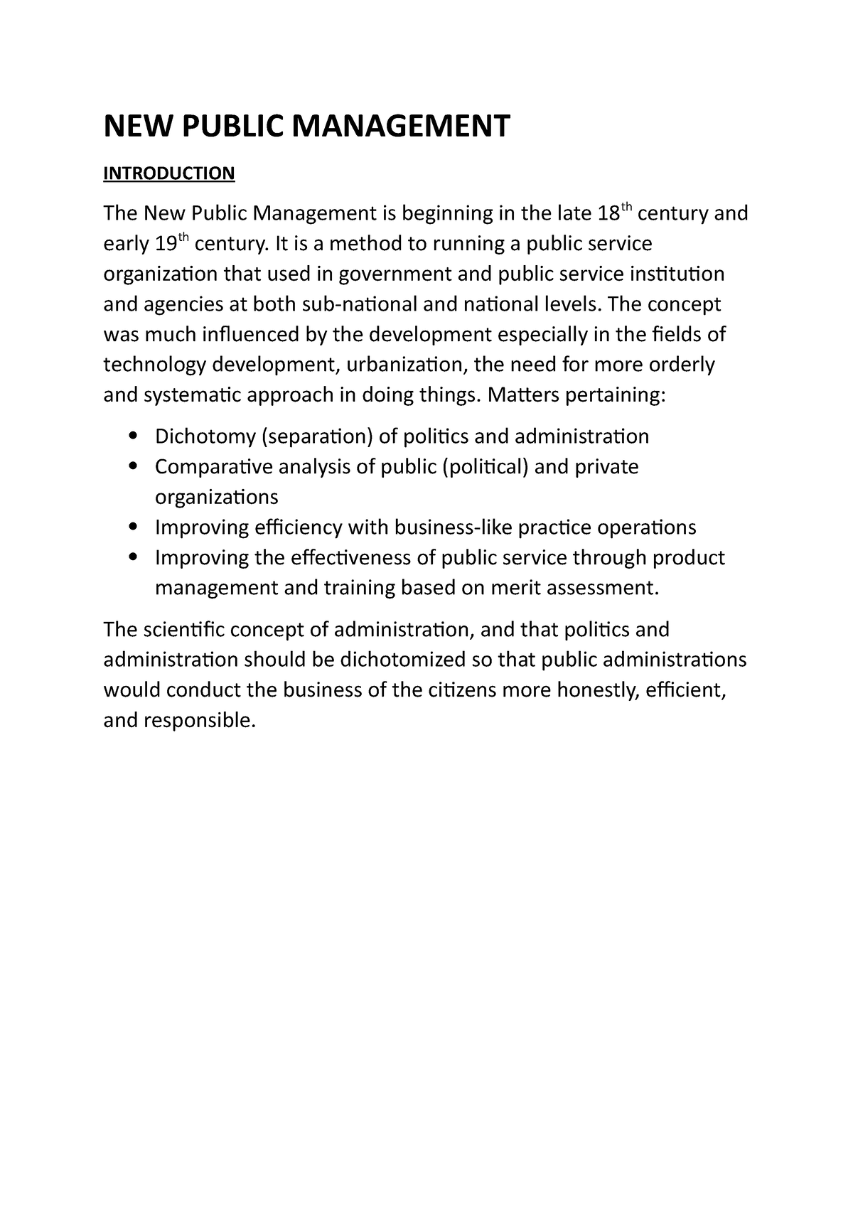 NEW Public Management - PAD102 - NEW PUBLIC MANAGEMENT INTRODUCTION The ...