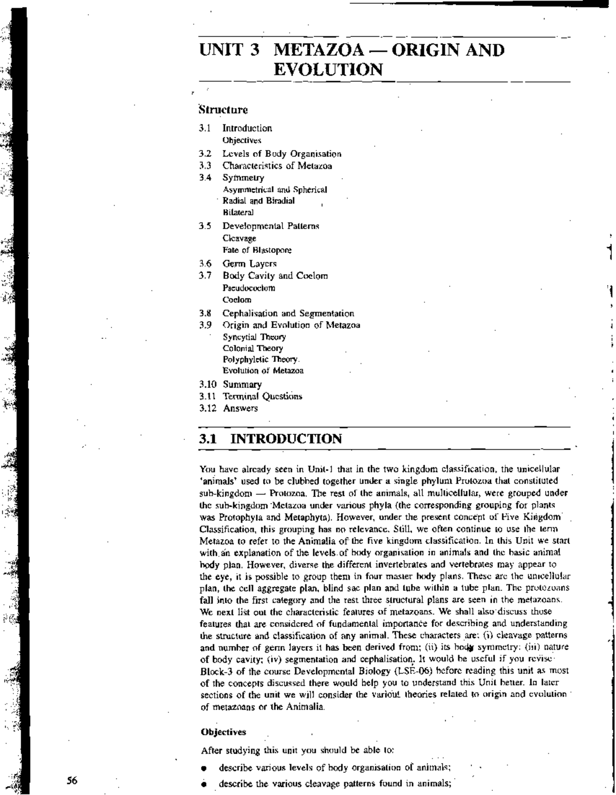 Unit-3 - METAZOA - ORIGIN AND EVOLUTION - UNIT 3 METAZOA - ORIGIN AND ...