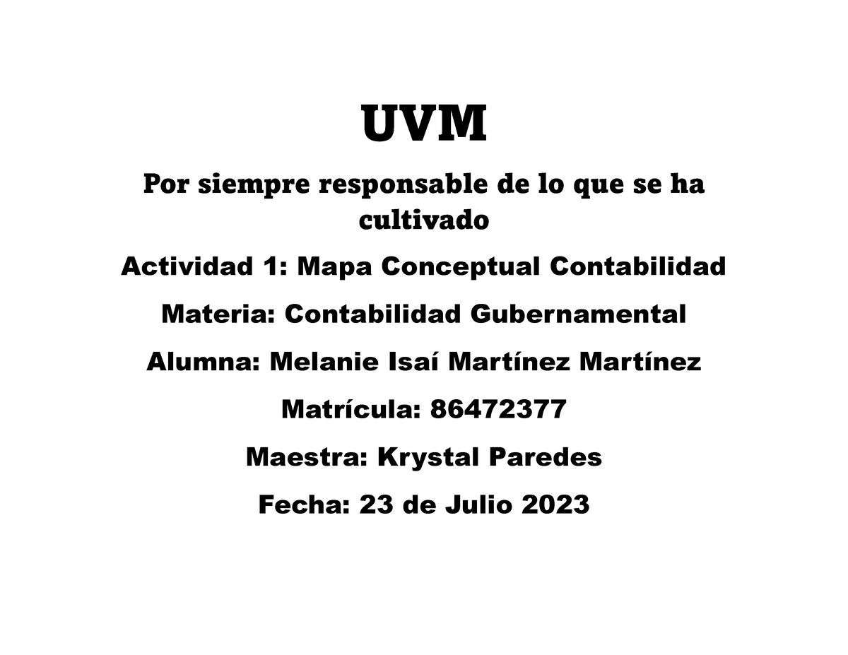 Actividad 1 Mapa Conceptual Contabilidad - UVM Por Siempre Responsable ...