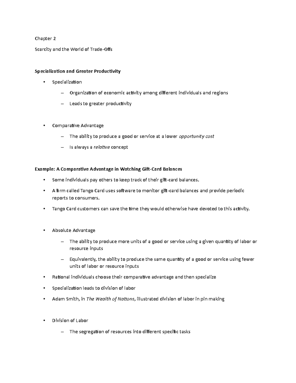 Chapter 2 - Lecture Notes 5 - Chapter 2 Scarcity and the World of Trade ...