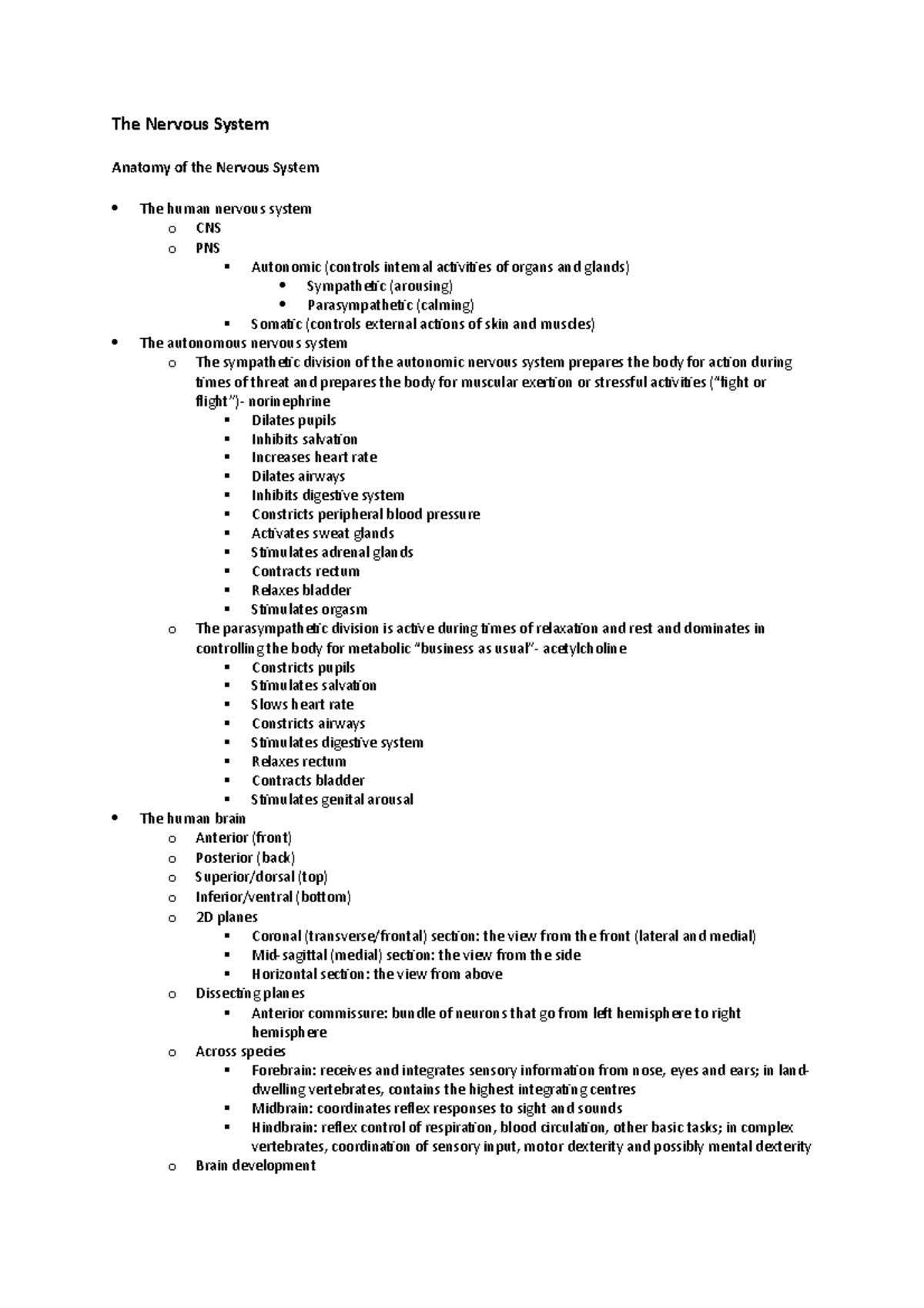 The Nervous System The Nervous System Anatomy Of The Nervous System