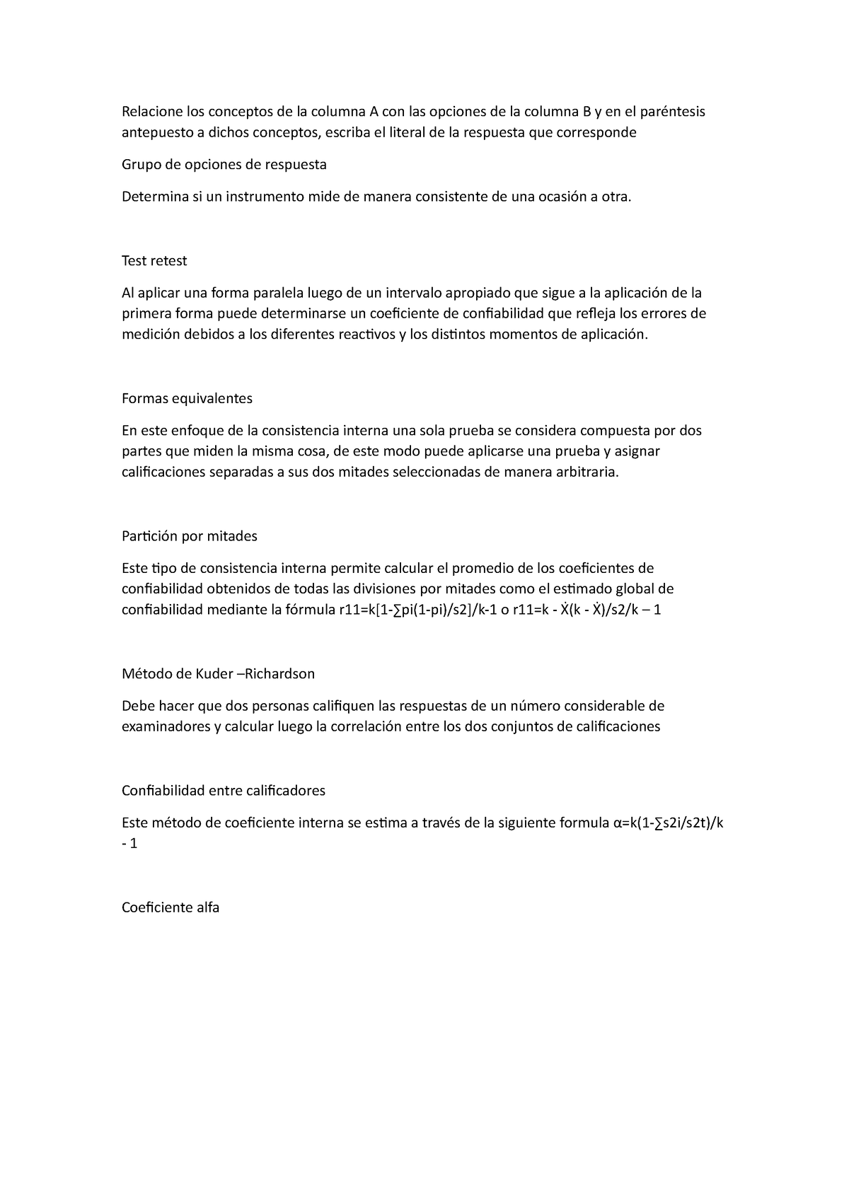 Relacione Los Conceptos De La Columna A Con Las Opciones De La Columna ...