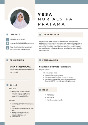 CV Tasya - TASYA AULIA F R E S H G R A D U A T E I graduated from SMK N ...