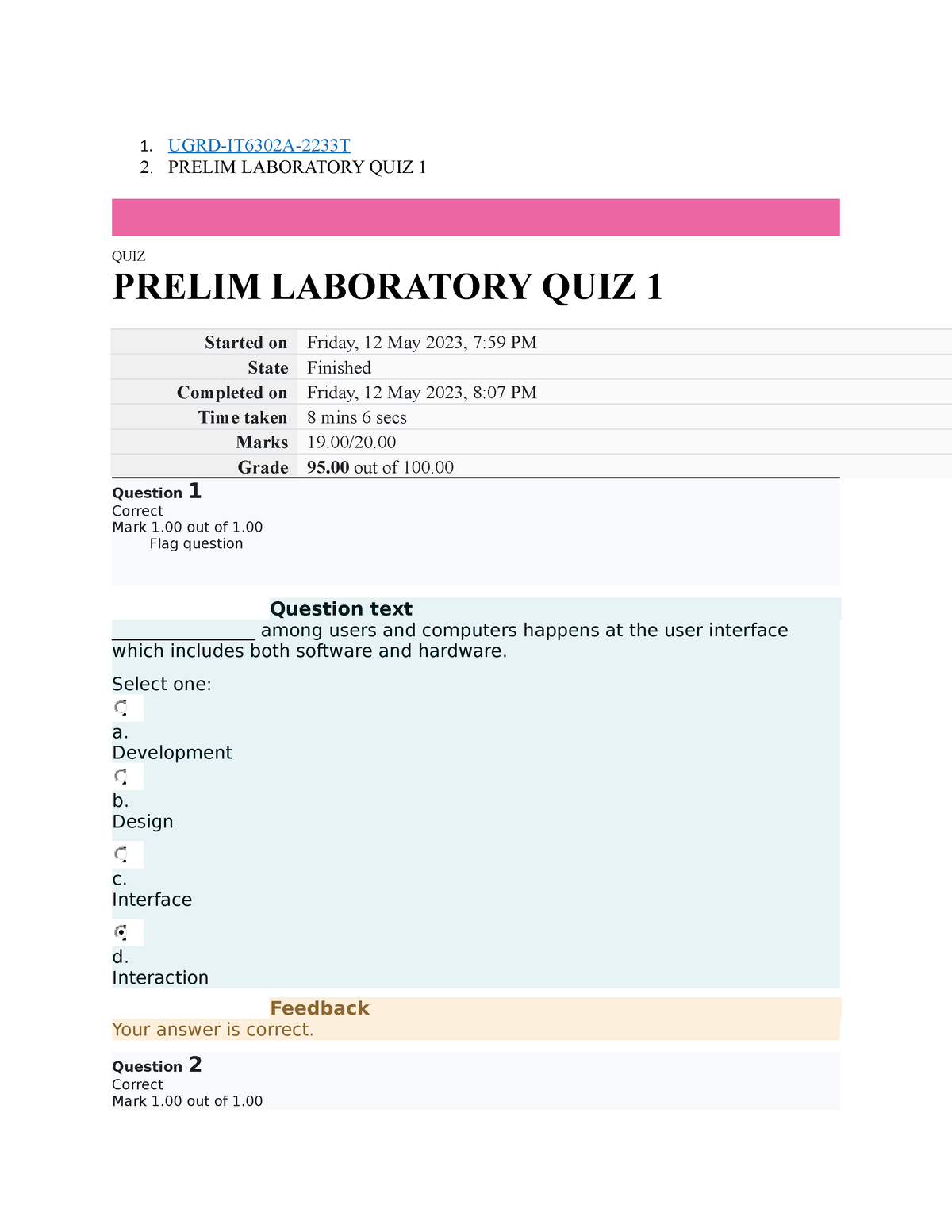 UGRD-IT6302A Human Computer Interaction Prelim Laboratory Quiz 1 - 1 ...