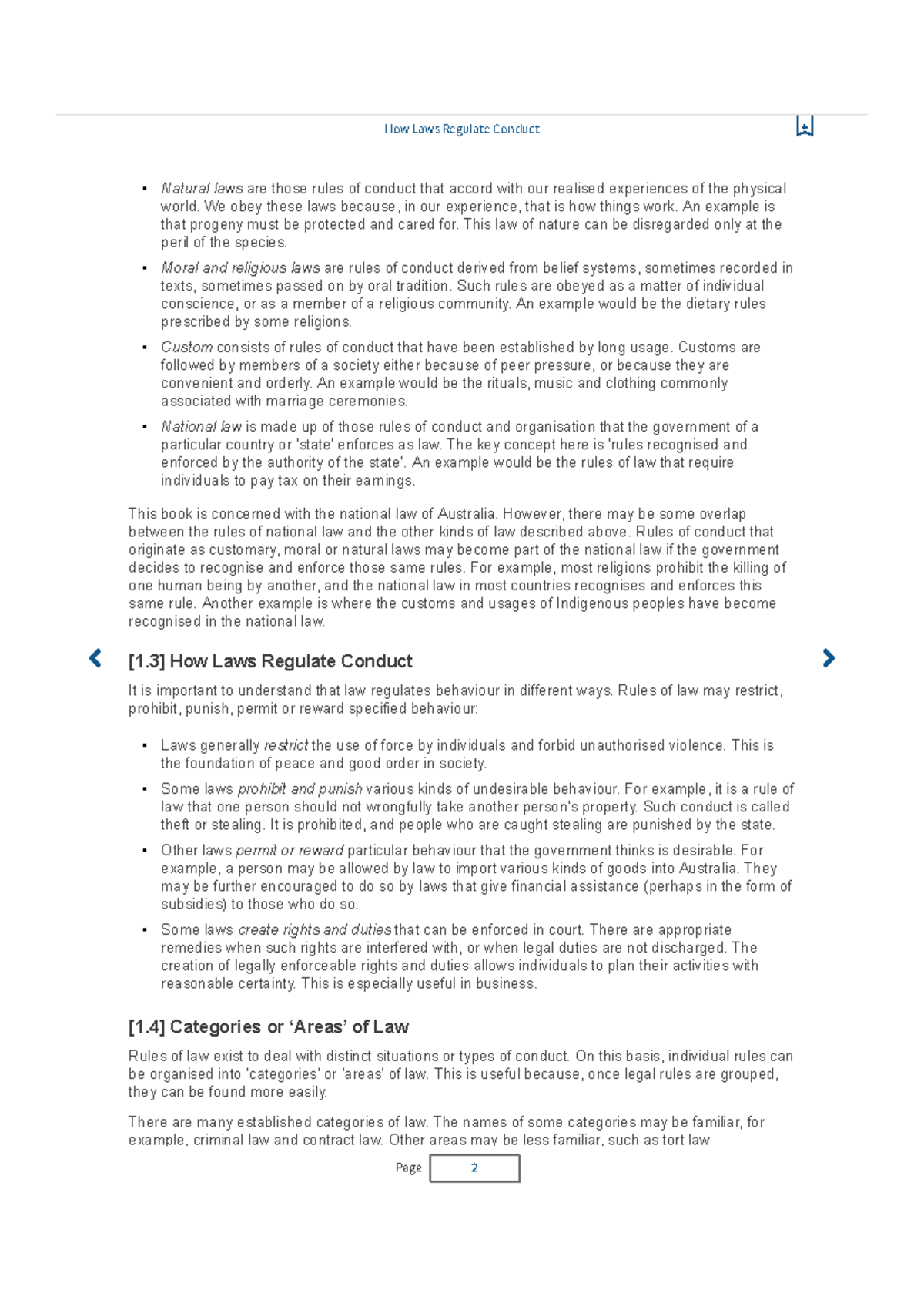 Page of the book 2 - How Laws Regulate Conduct • Natural laws are those ...