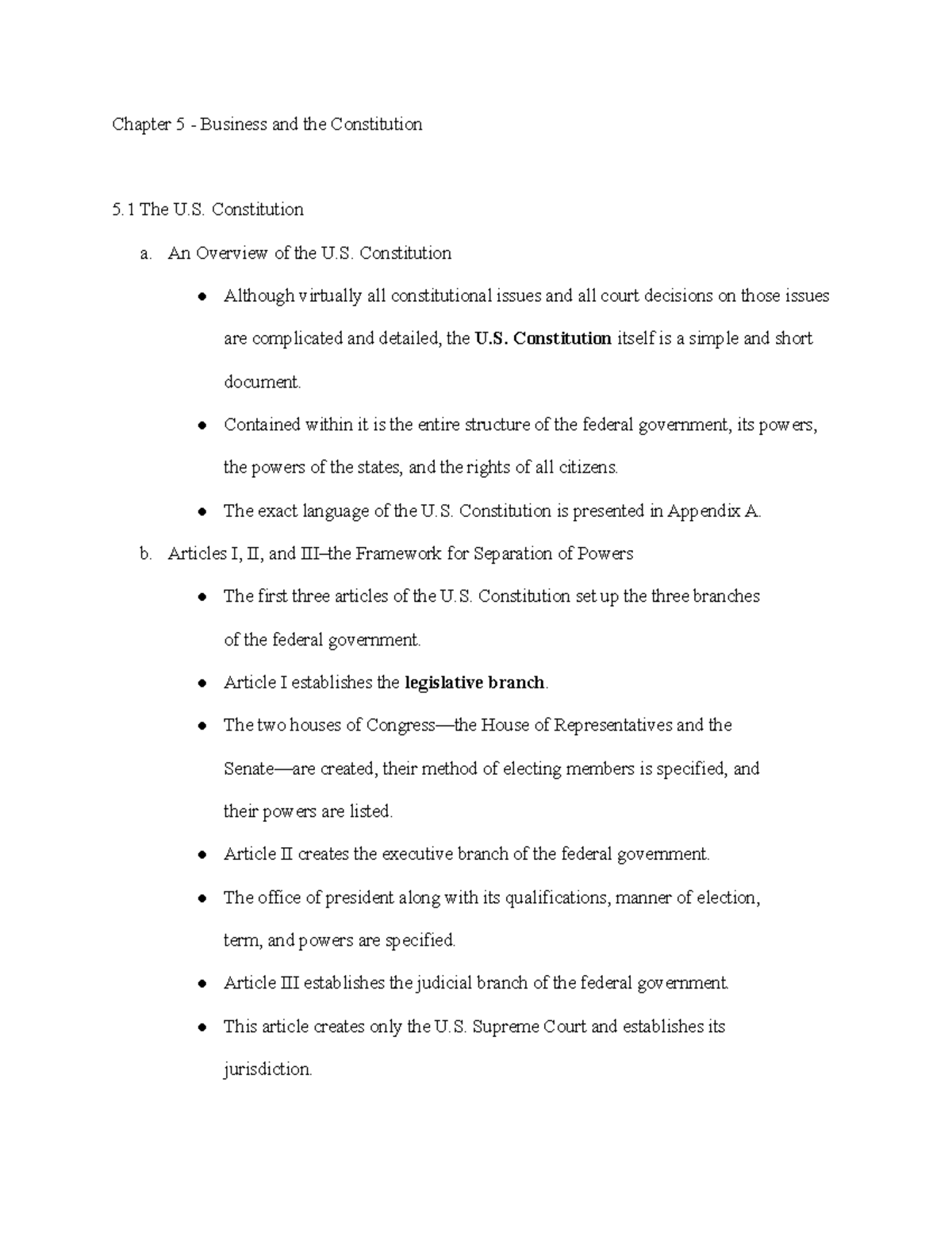 BUS 204 - Chapter 5 Notes - Chapter 5 - Business and the Constitution 5 ...