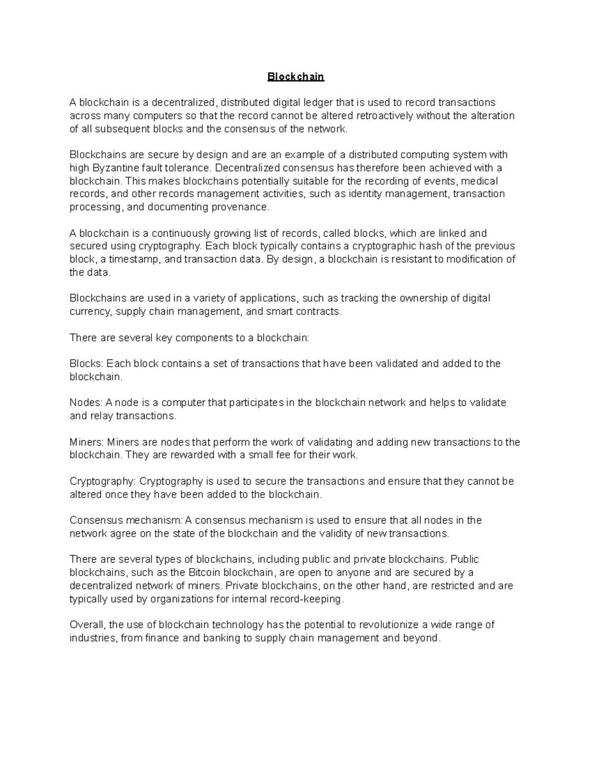Blockchain - Blockchains are secure by design and are an example of a ...
