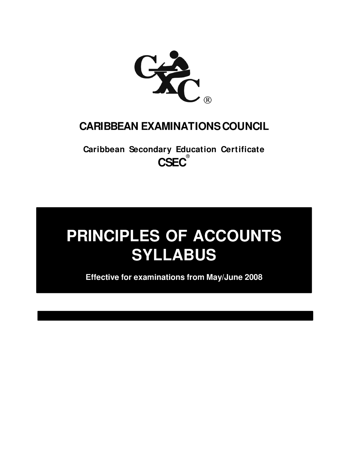 CSEC Principles Of Accounts - CARIBBEAN EXAMINATIONS COUNCIL Caribbean ...