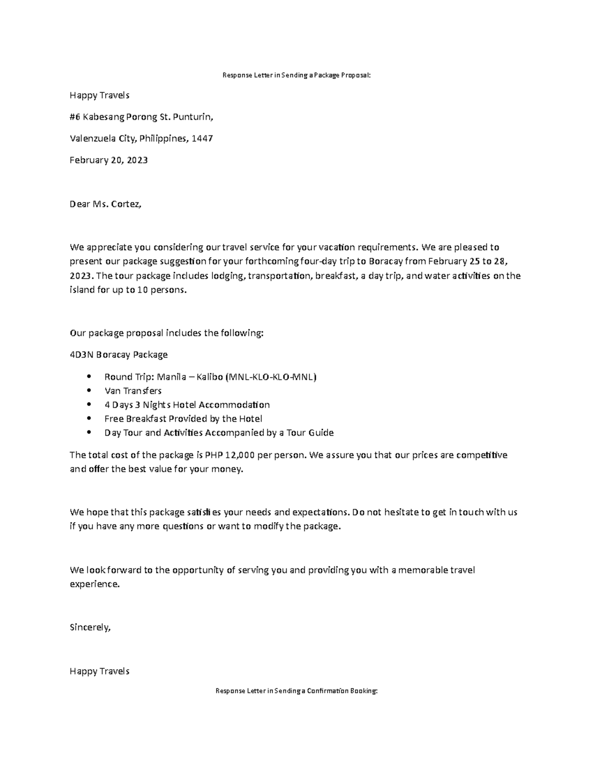 Applied Letter Templates - Happy Travels Response Letter in Sending a ...