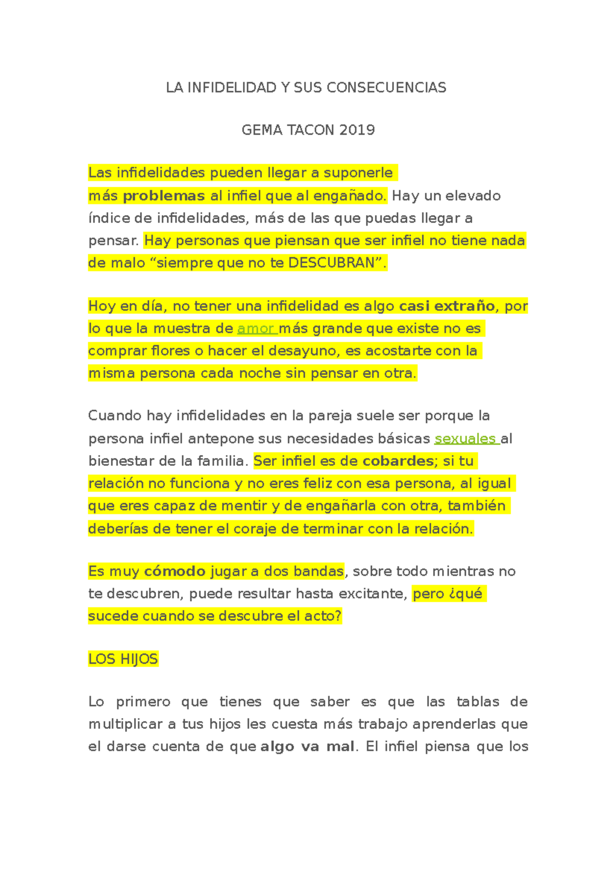 LA Infidelidad Y SUS Consecuencias - LA INFIDELIDAD Y SUS CONSECUENCIAS ...