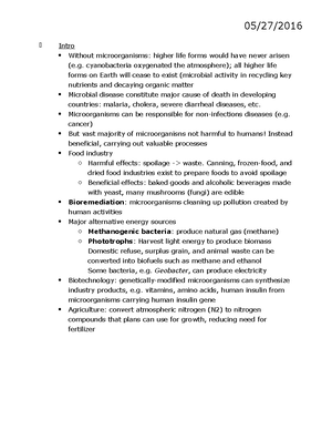 Microbiology - Lecture notes 1-6 - Microbiology- January 14, 2020 Study ...