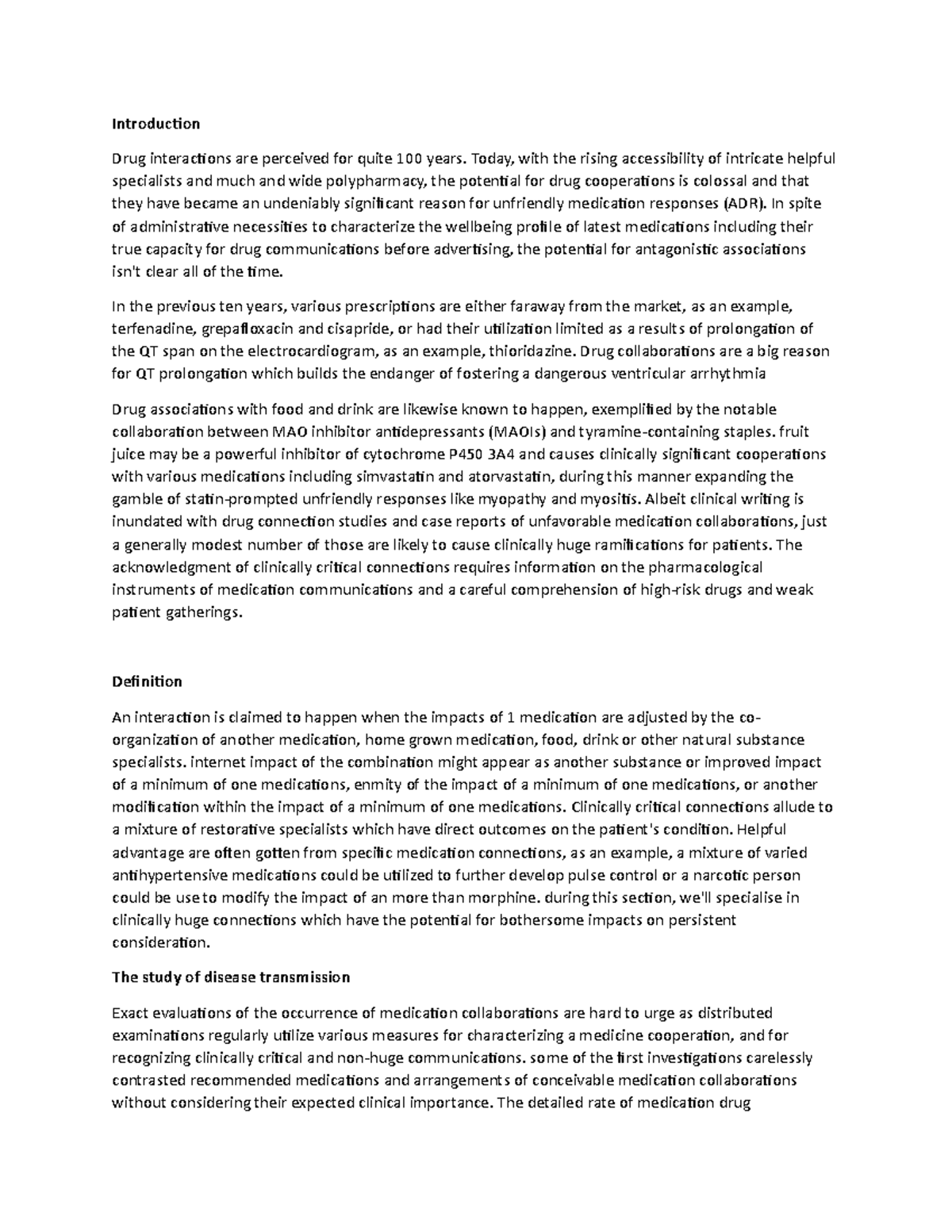 D1 - A brief understanding of the various aspects of drug interaction ...