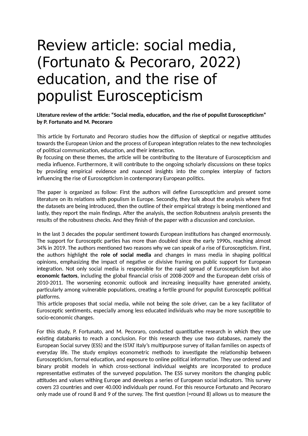 Review Article 2 - Social Media, Education, And The Rise Of Populist ...