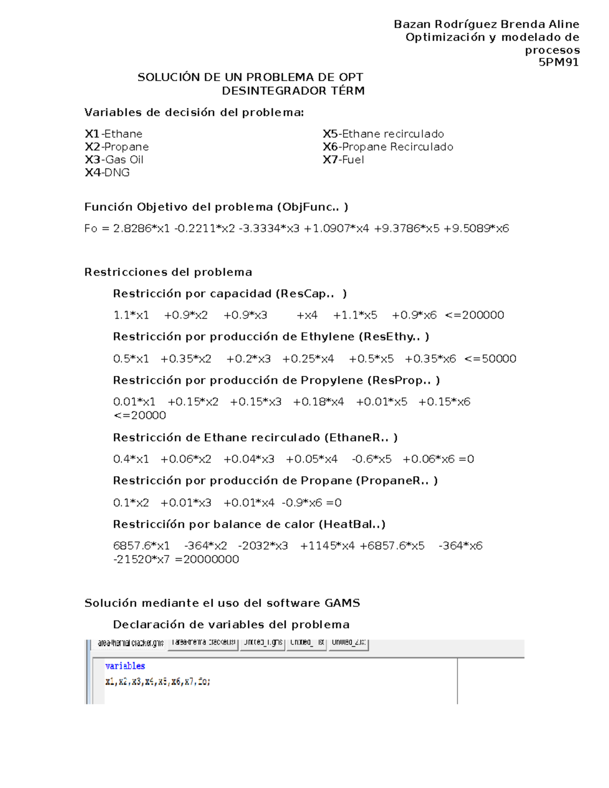 327389363 Optimization of a Thermal Cracker via Linear Programming