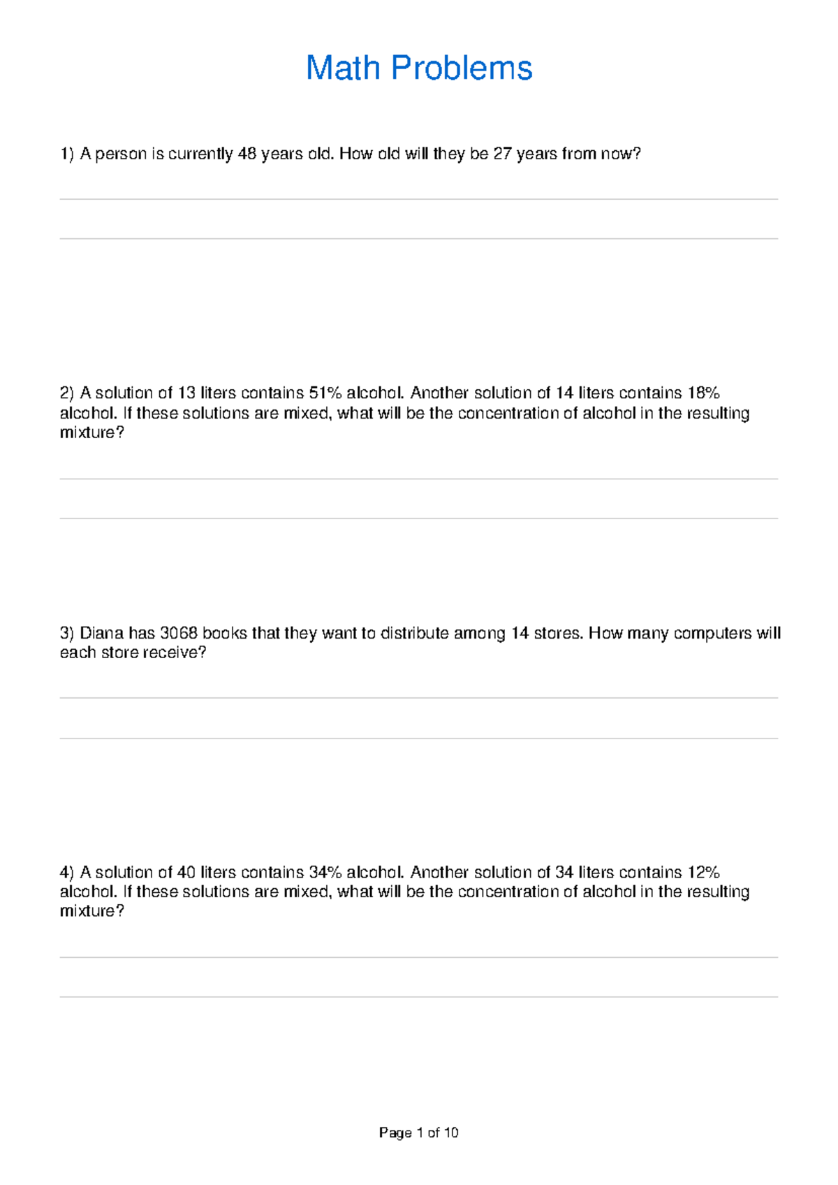 MATH 101 Opertions - A person is currently 48 years old. How old will ...