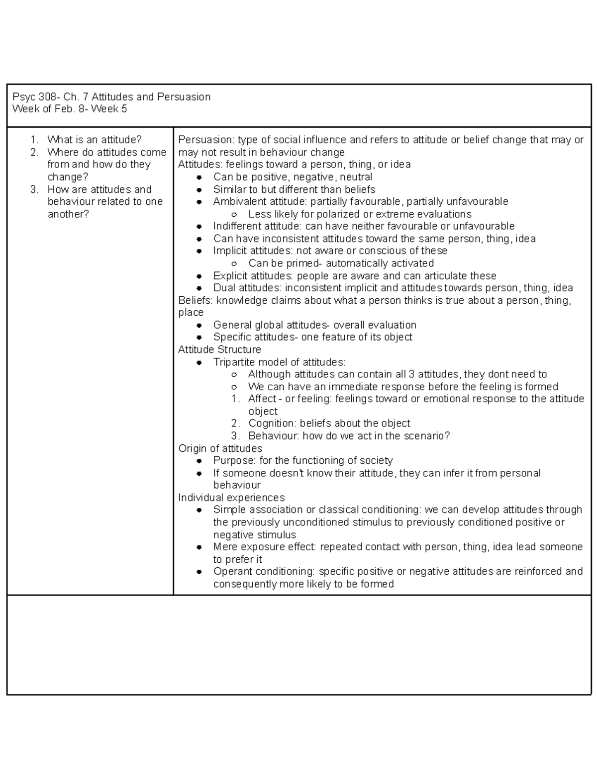 Psyc 308- w. 5 ch. 7 - Cornell style notes: detailed content on the ...