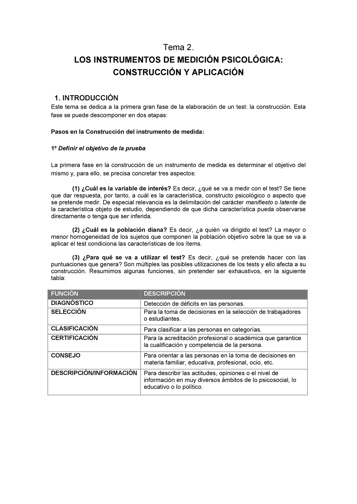 Tema 2 Construcción y aplicación de tests Tema 2. LOS