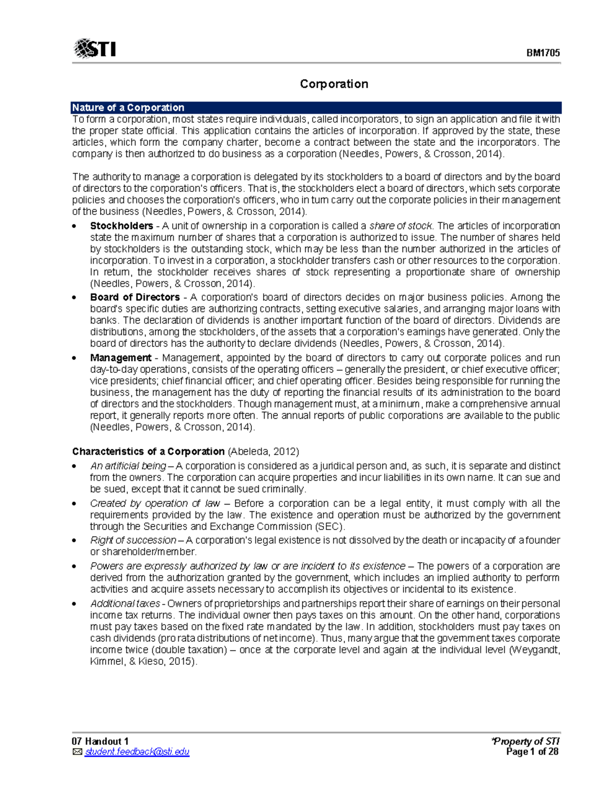 07 Handout 1 - Basic Accounting Lessons - 07 Handout 1 *Property Of STI ...