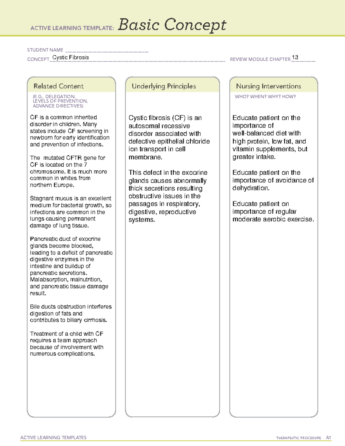 NR283 week3 basic ALT - ACTIVE LEARNING TEMPLATES THERAPEUTIC PROCEDURE ...