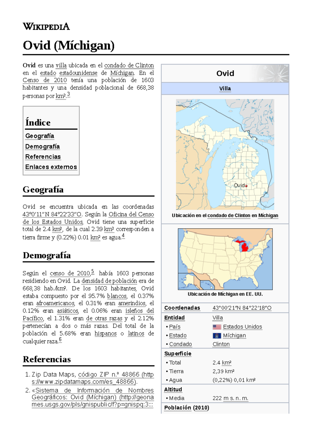 Ovid (Míchigan) documento tipo pdf Ovid Villa Ubicación en el condado