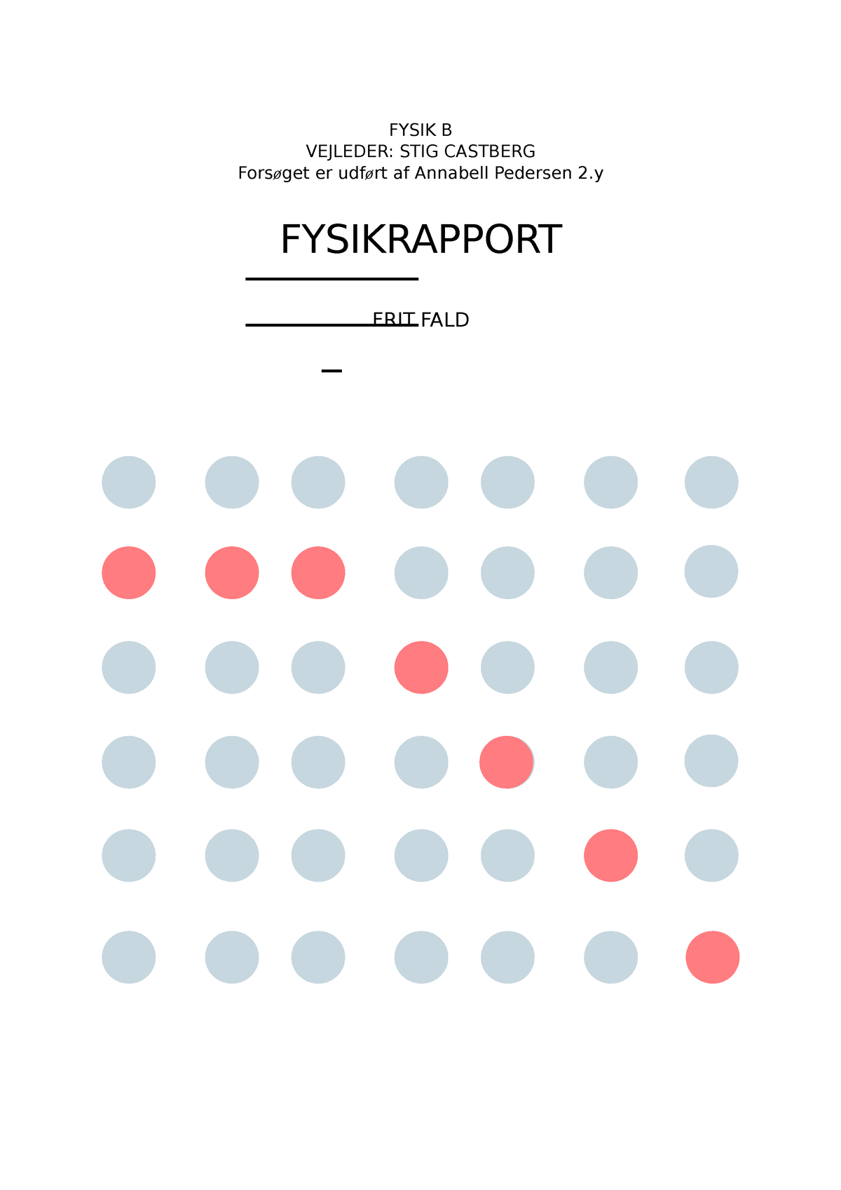 Fysik - Frit Fald Rapport - FYSIK B VEJLEDER: STIG CASTBERG Forsøget Er ...