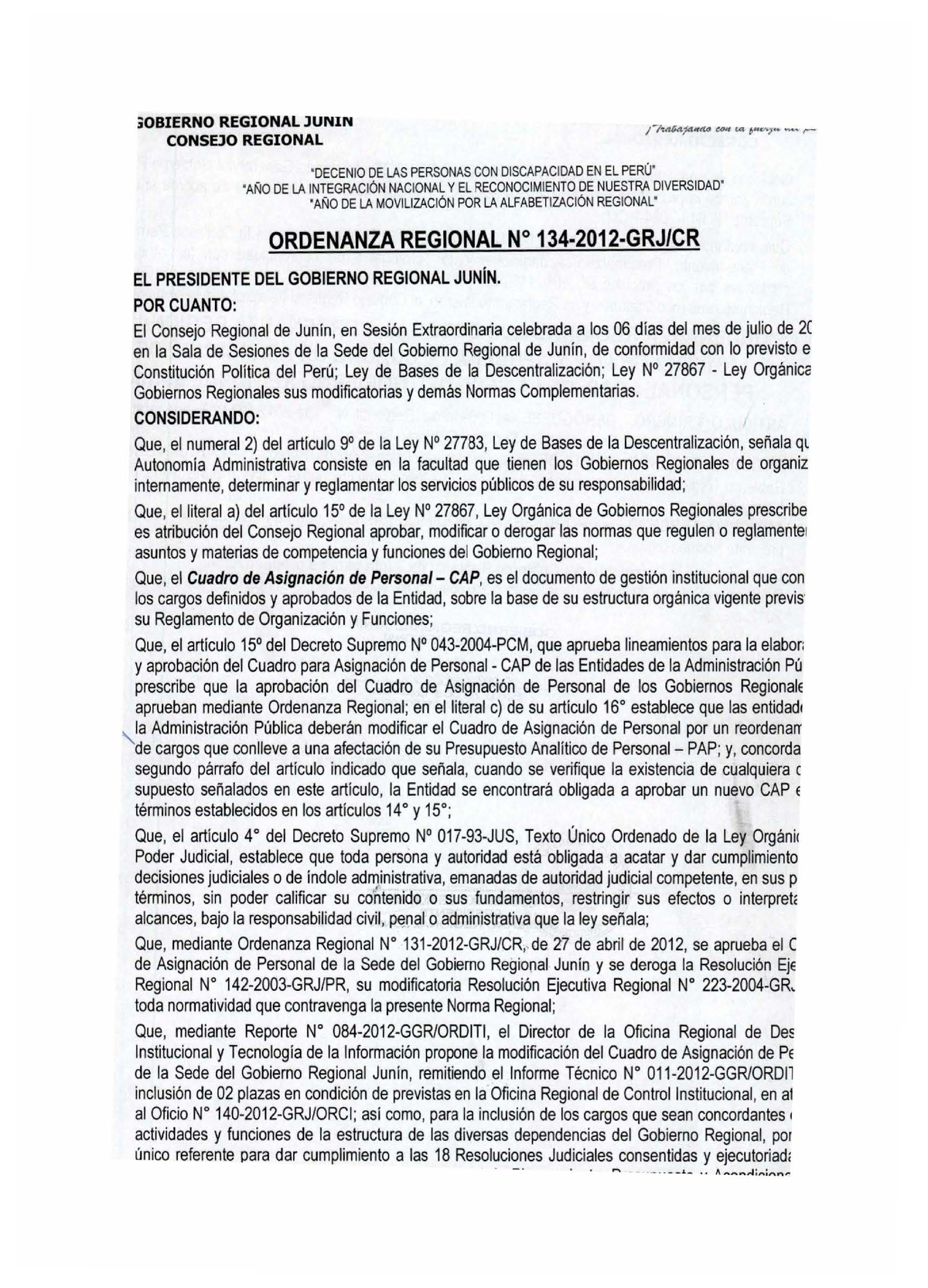 Norma Que Aprueba El CAP Cuadro De Asignaci N De Personal - IOBIERNO ...