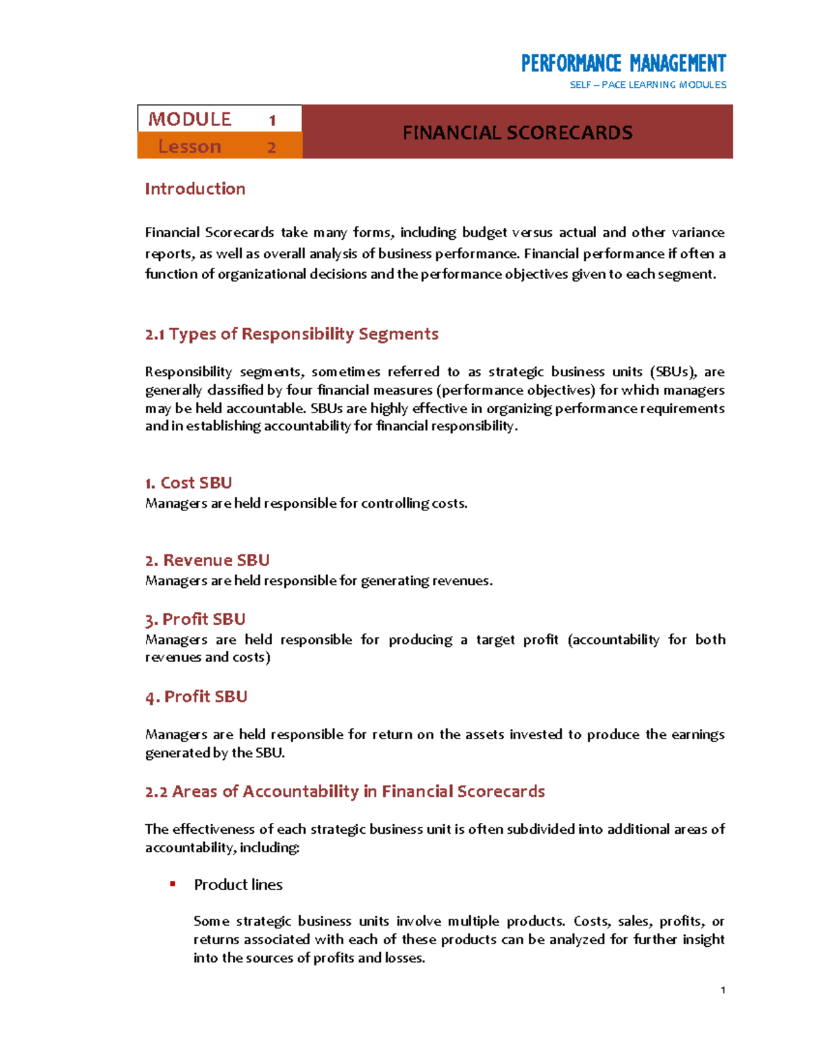 Lesson 2 - Balance scorecard topic for performance management subject ...