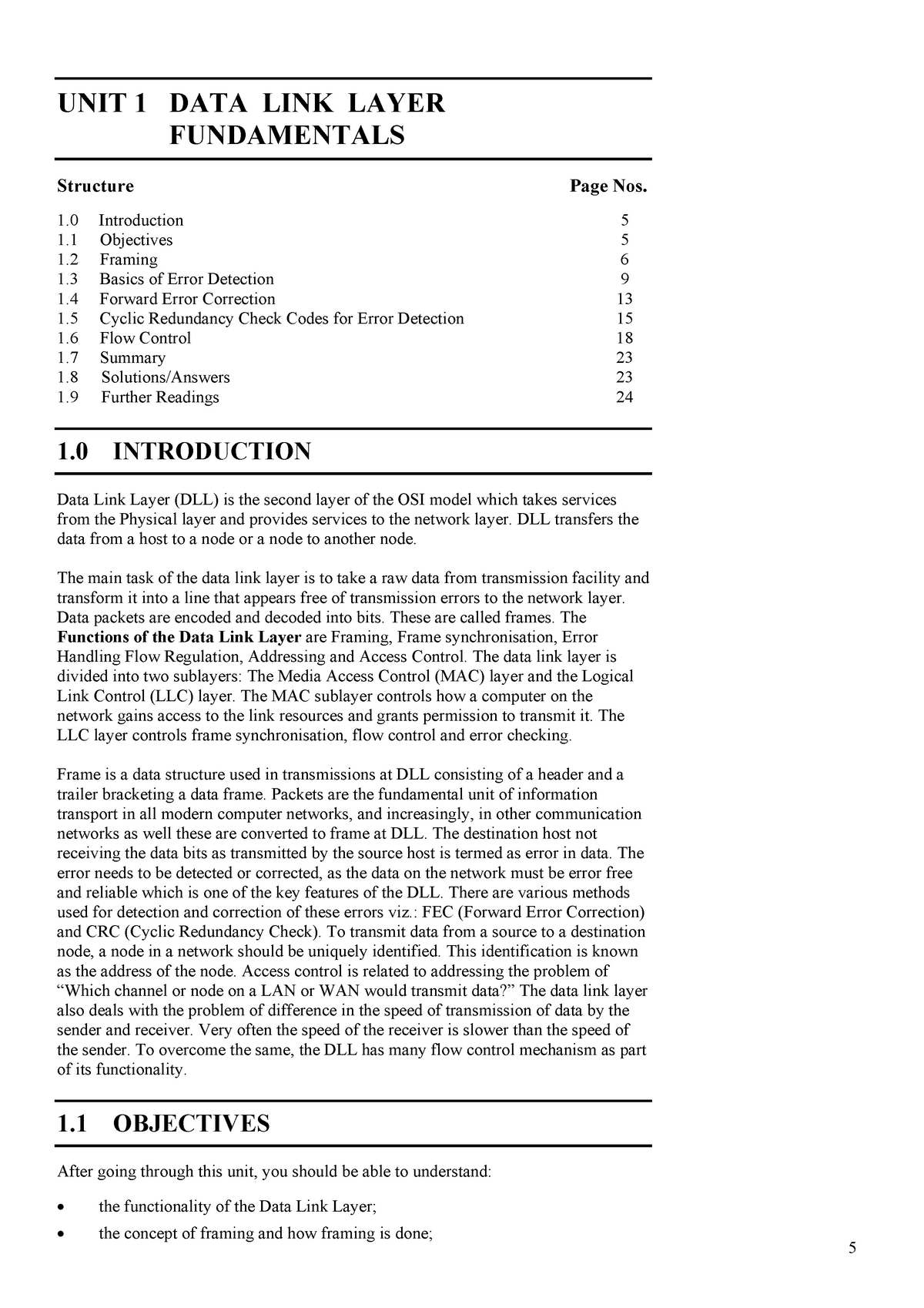 Block 2 - Book - Data Link Layer Fundamentals UNIT 1 DATA LINK LAYER ...