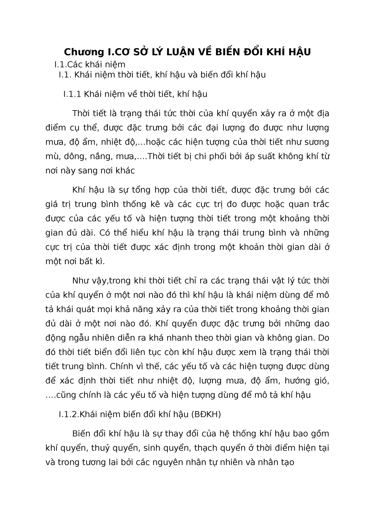 Chương I ẢNH HƯỞNG BIẾN ĐỔI KHÍ HẬU TOÀN CẦU - Chủ nghĩa xã hội khoa học - Đại học Công nghệ Thành - Studocu