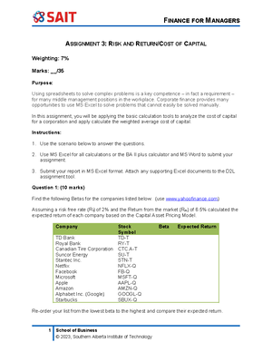 Assignment 1 - Financial Statement Analysis - DE - FINANCE FOR MANAGERS ...