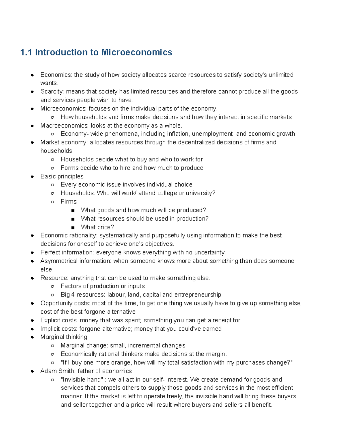 WEEK 2 Introduction To Microeconomics - 1 Introduction To ...