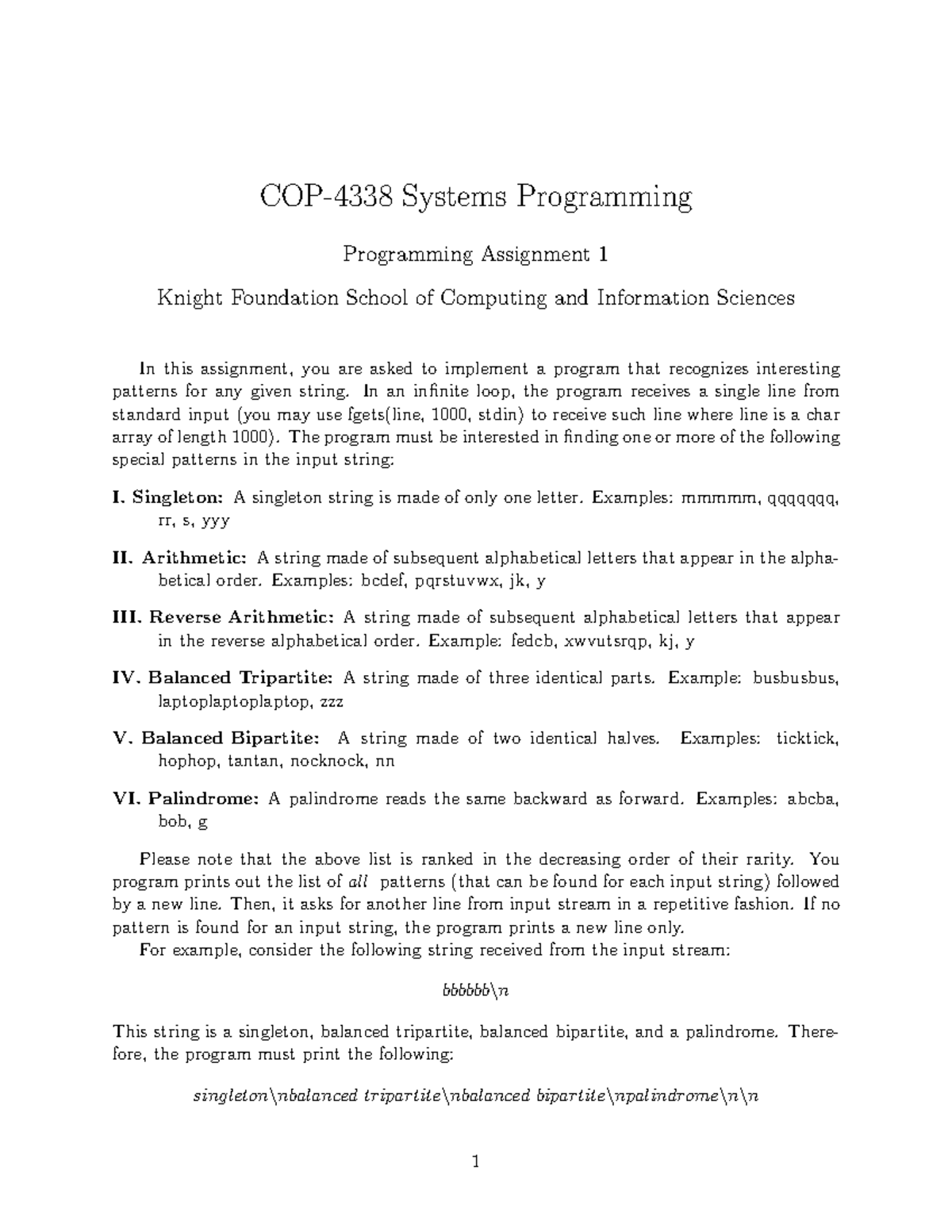 PA1 - assignment 1 - COP-4338 Systems Programming Programming ...