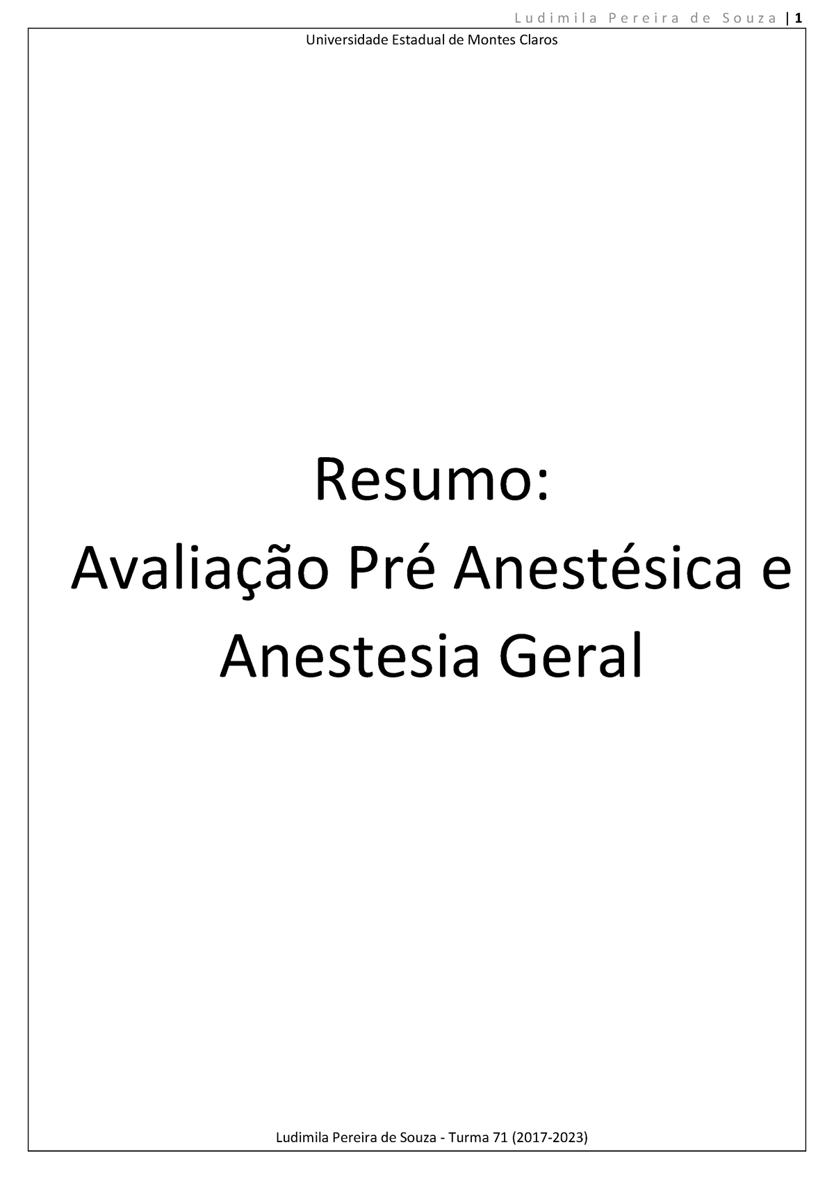 Avaliação Pré Anestésica E Anestesia Geral Warning Tt Undefined