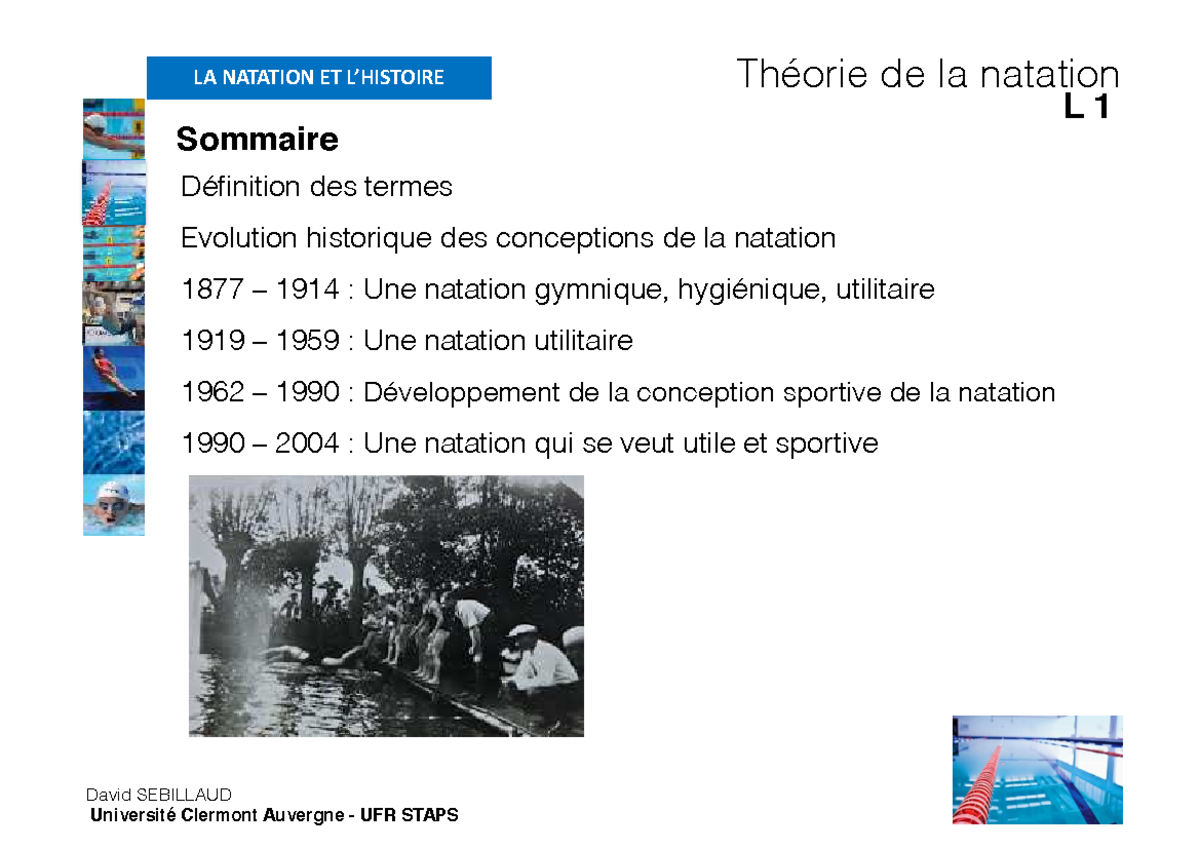 L'histoire de la natation - LA NATATION ET L’HISTOIRE Théorie de la