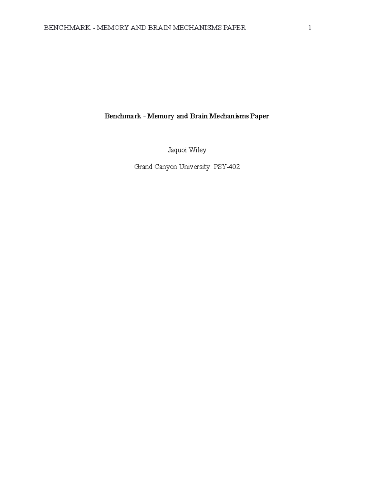 ZMemory and brain mechanisms paper - format - Benchmark - Memory and ...