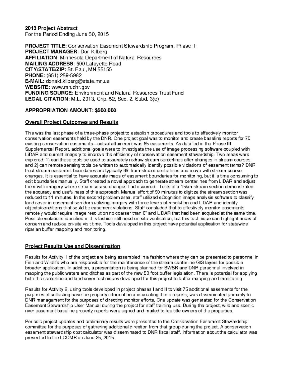 2013 03e - 2013 Project Abstract For the Period Ending June 30, 2015 ...