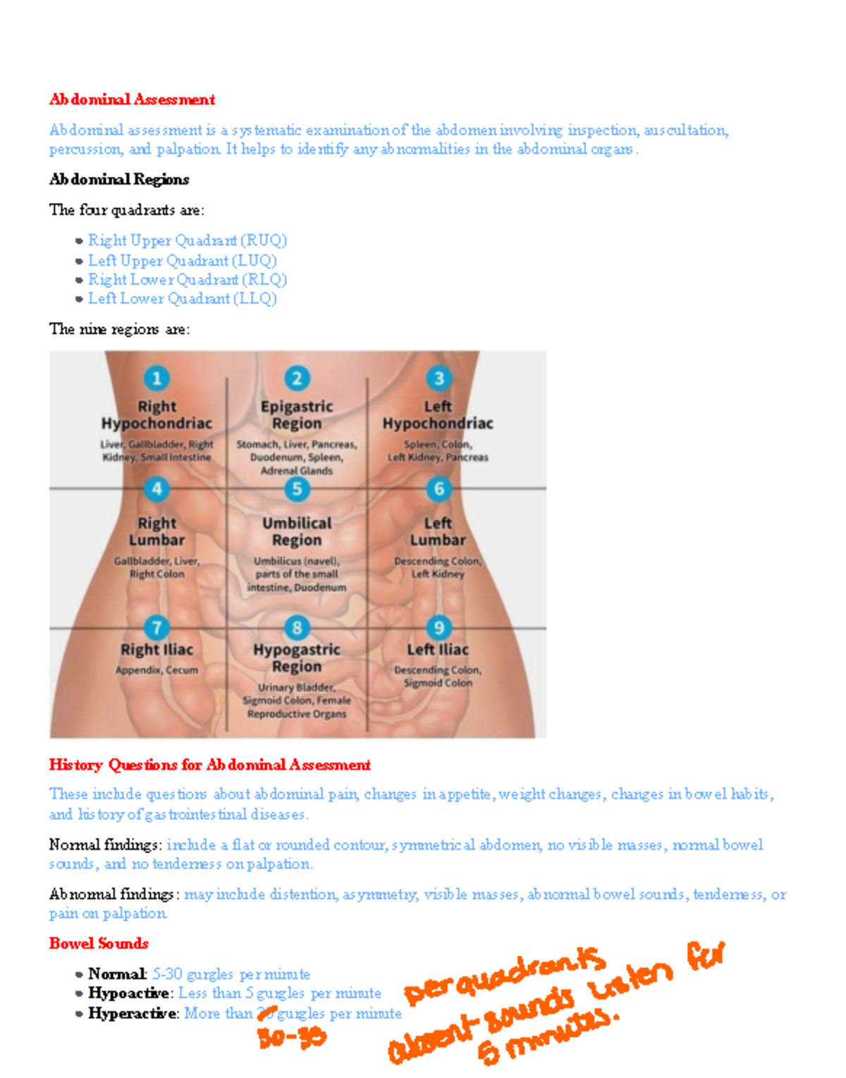 FILE 8107 2 - Hope help - Abdominal Assessment Abdominal assessment is ...