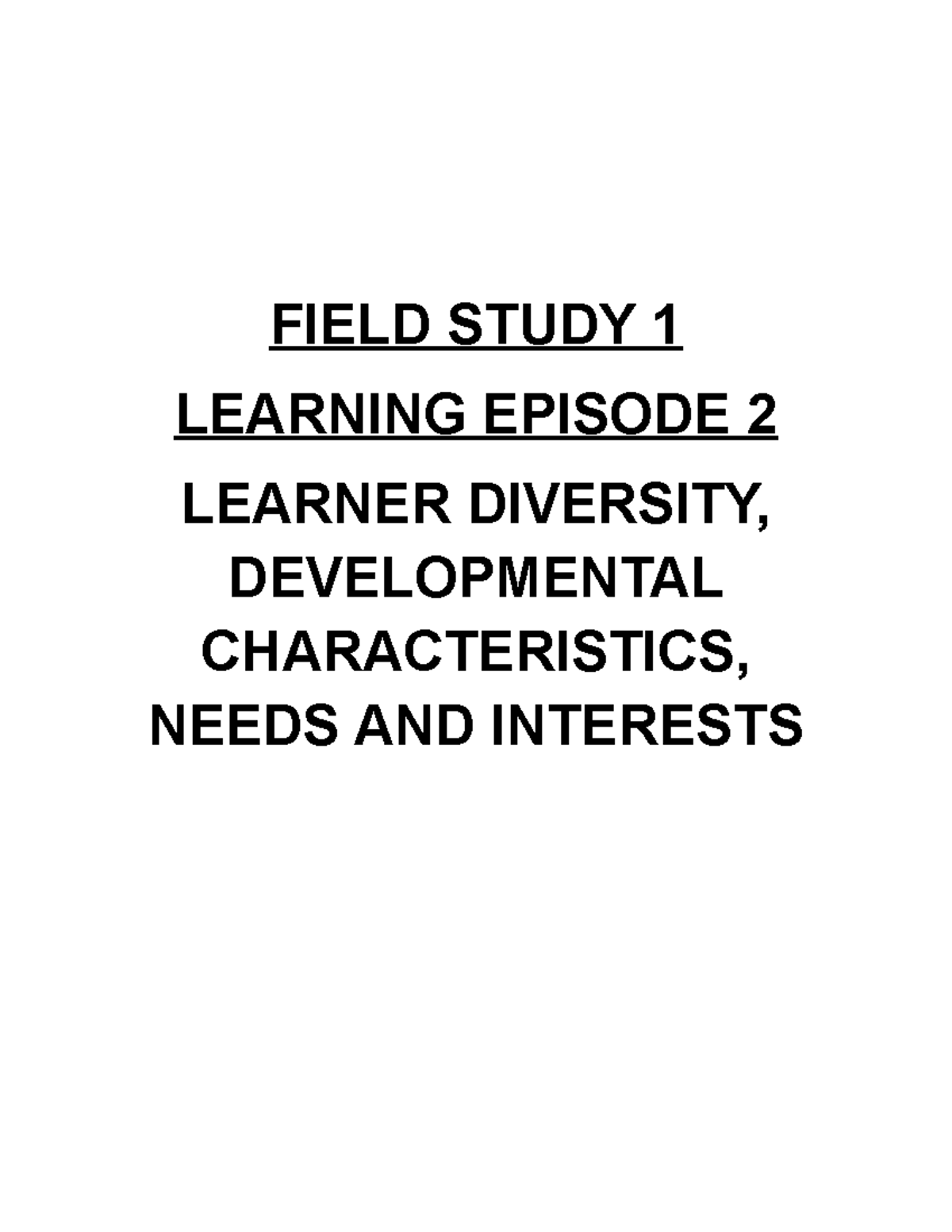 FS1Episode2 Field Study 1 FIELD STUDY 1 LEARNING EPISODE 2