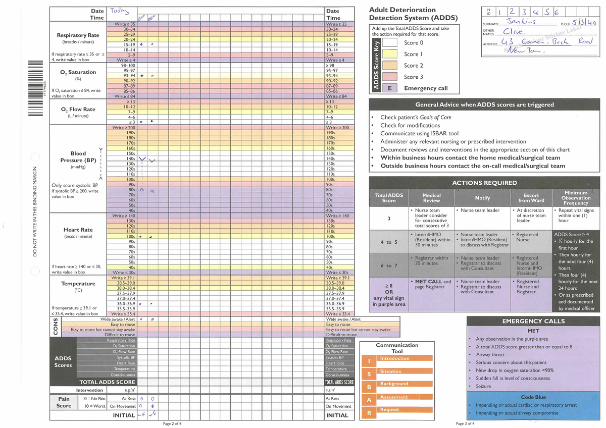 CXA240 Clive Jenkins Observations Chart - Date Tod Date Time Time Write ...