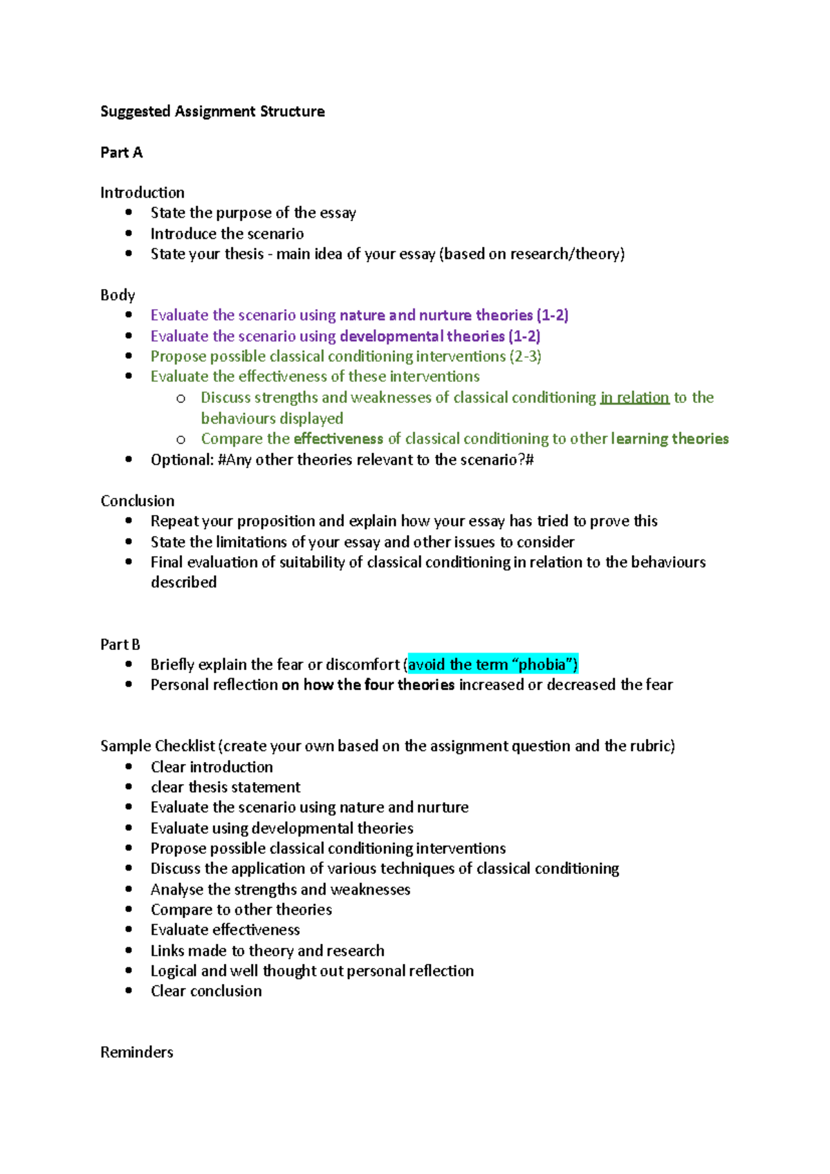 Assignment Structure - Suggested Assignment Structure Part A ...
