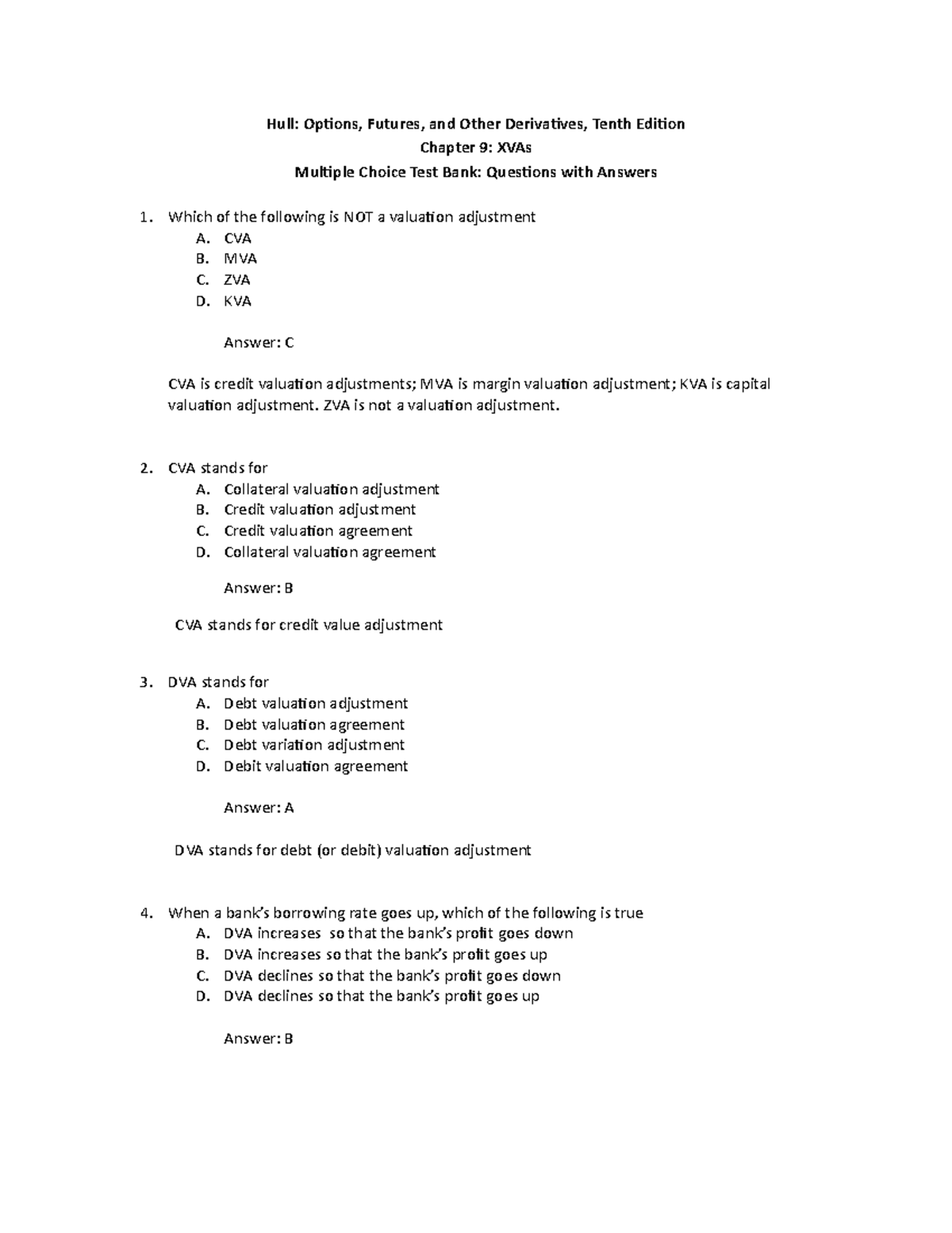 Hull OFOD10e Multiple Choice Questions And Answers Ch09 - Hull: Options ...