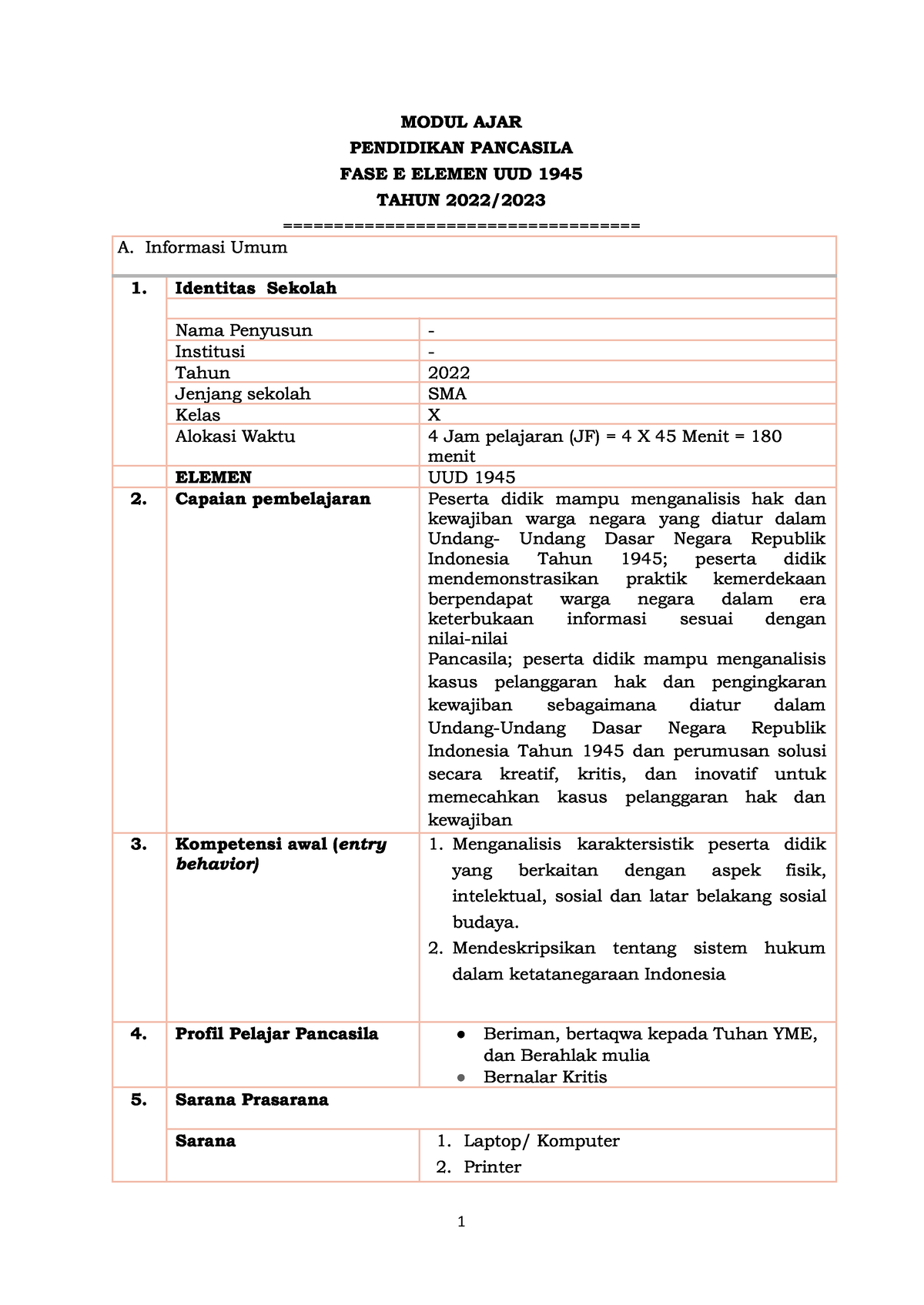 Modul 2 .1 UUD 1945 - MODUL AJAR PENDIDIKAN PANCASILA FASE E ELEMEN UUD ...