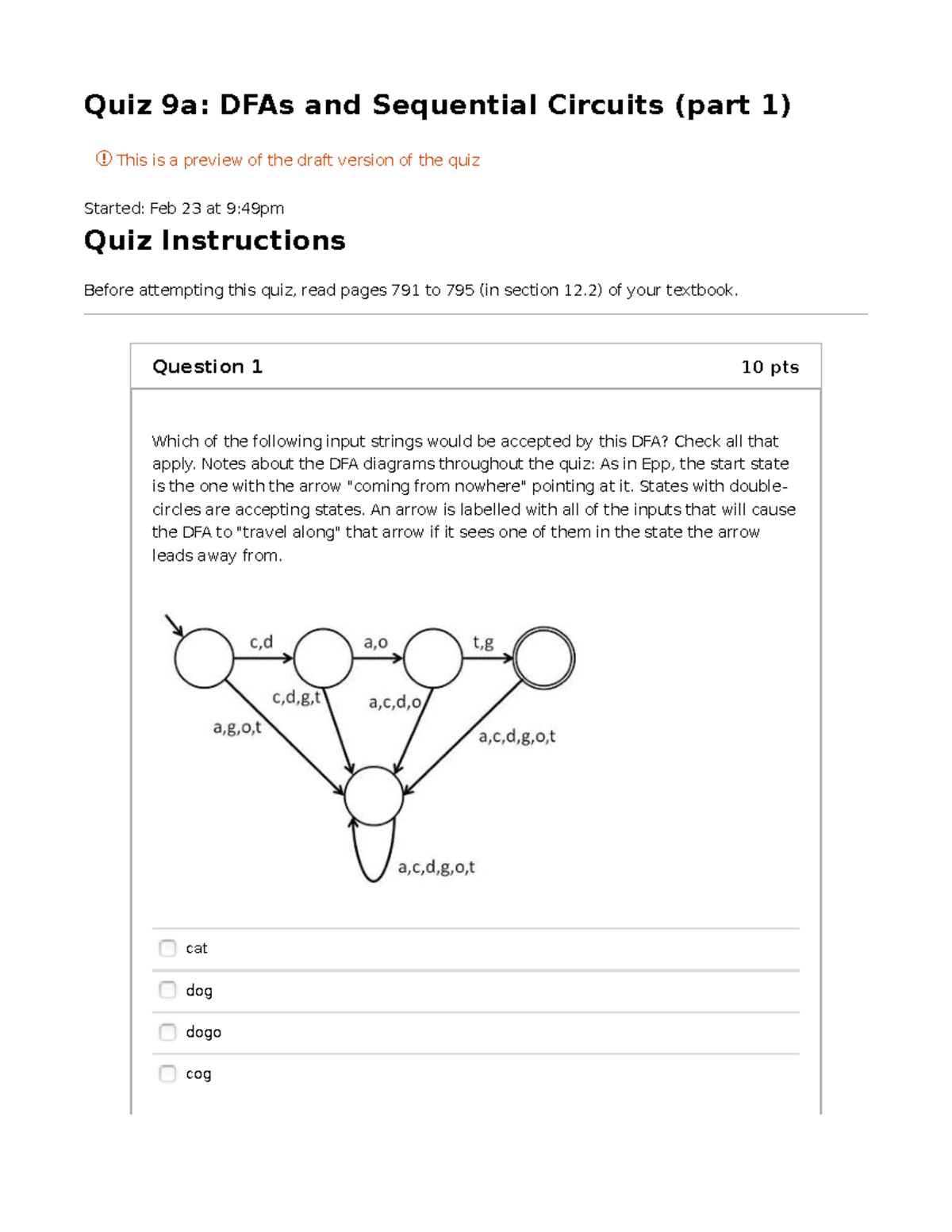 Quiz 2019, questions - Quiz 9a: DFAs and Sequential Circuits (part 1 ...