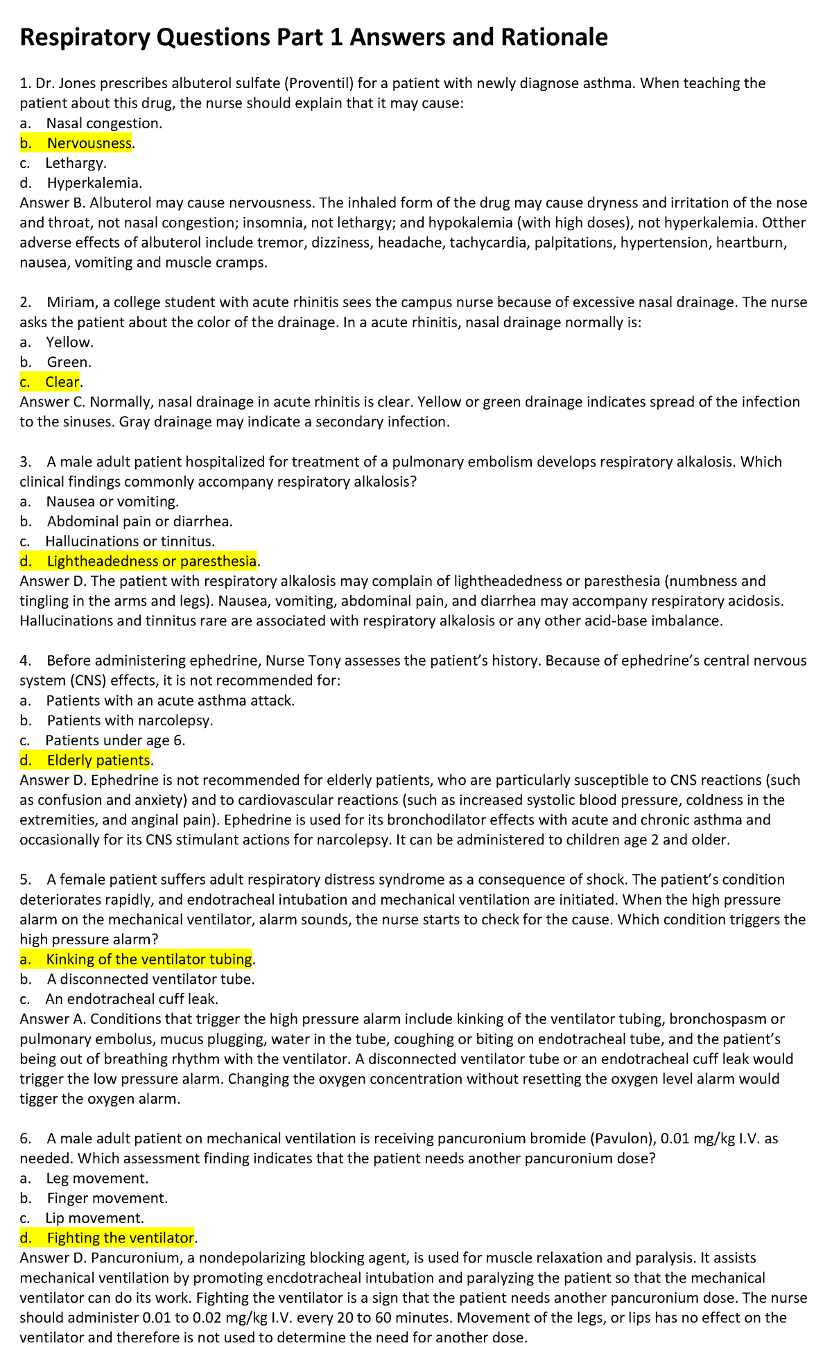 Respiratory Questions - Jones prescribes albuterol sulfate (Proventil ...