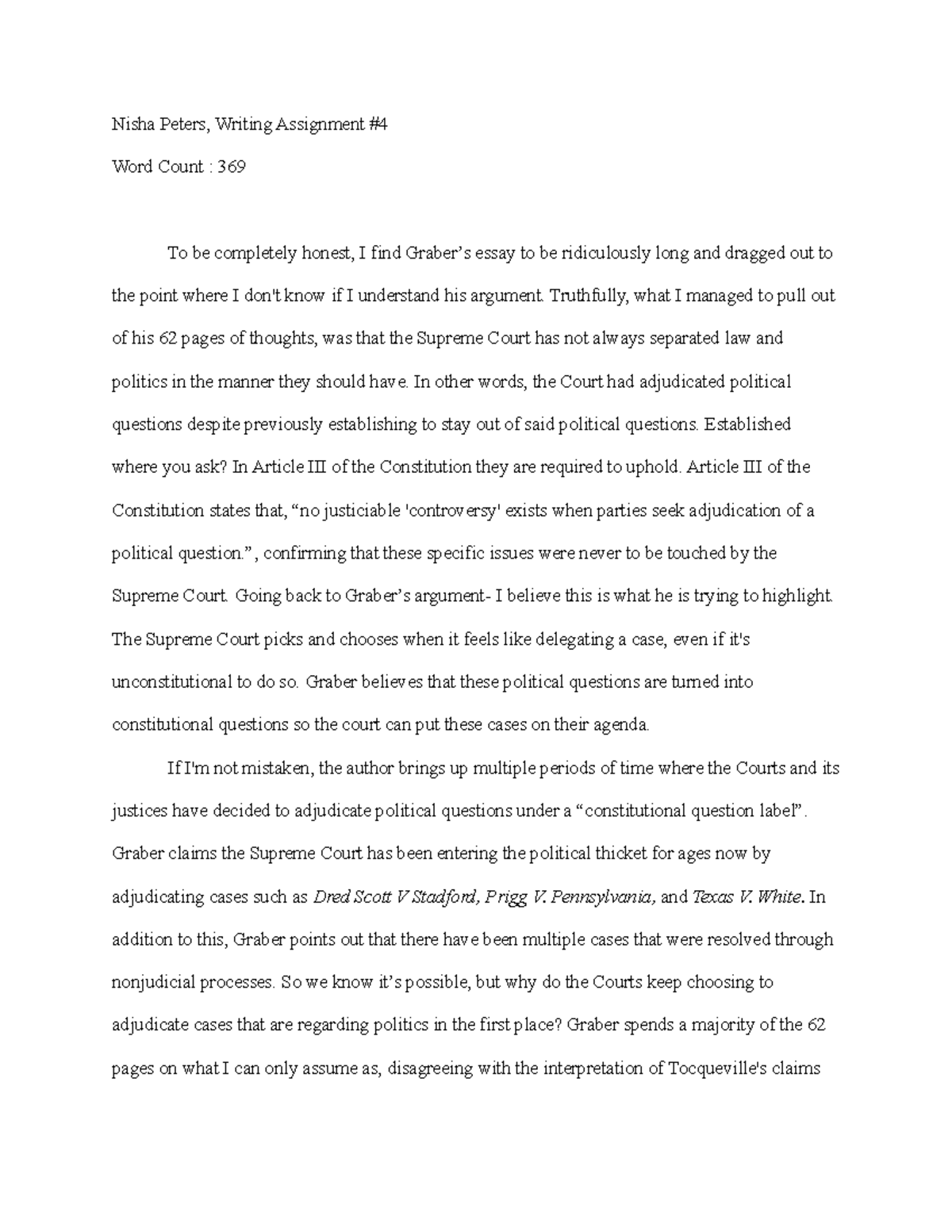 Week 4 Writing Check Nisha Peters, Writing Assignment Word Count