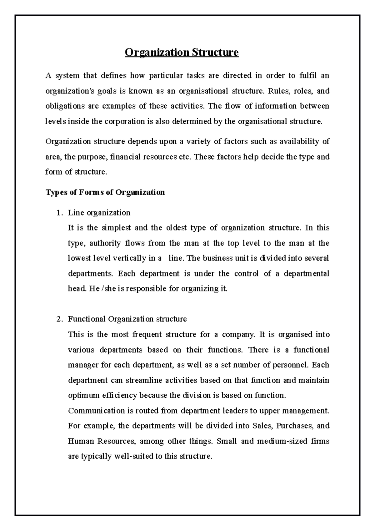 Organization Structure - Rules, roles, and obligations are examples of ...